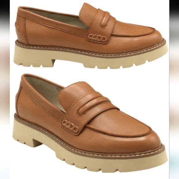 New SANCTUARY Westside Loin light brown leather later lug thick sole heel size 8 - Picture 2 of 6